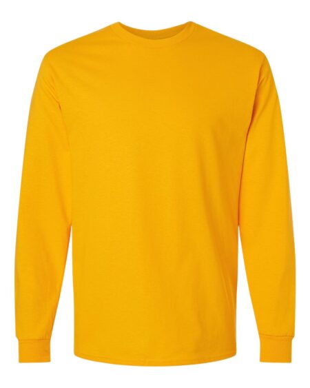 Front view of a yellow Gildan 2400 long sleeve T-shirt