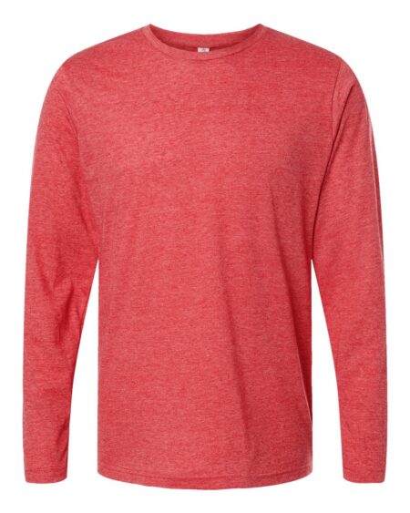Front view of the red Tultex 242 long sleeve shirt