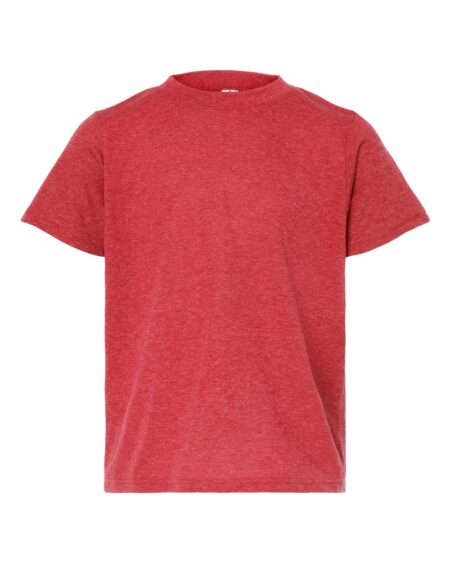 Front view of a red Tultex 265 youth T-shirt