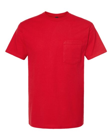 Front view of red Tultex 293 pocket T-shirt