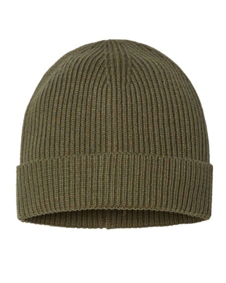 Olive green Atlantis Headwear ANDY cuffed beanie with narrow ribbed knit
