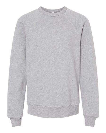 Light gray youth crewneck sweatshirt with raglan sleeves