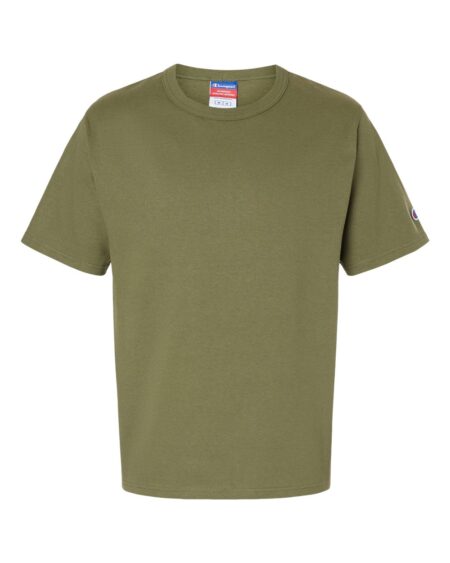 Champion T105 jersey t-shirt in Fresh Olive, front view