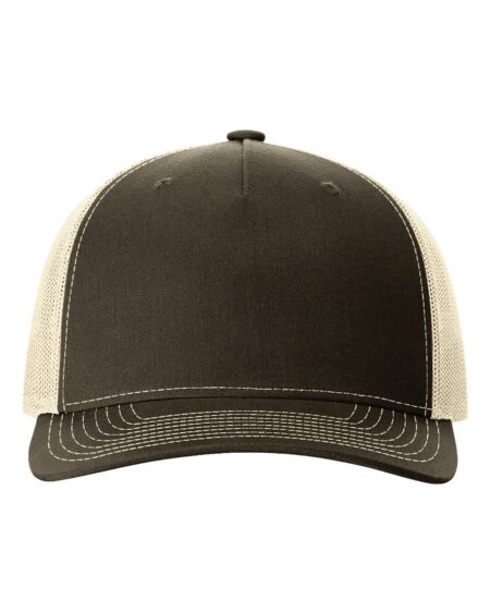 Front view of the Richardson 112FP five-panel trucker cap