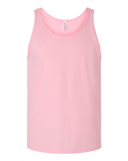 Front view of the BELLA + CANVAS 3480 jersey tank in pink