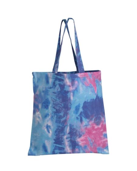 Q-Tees TD800 tie-dyed canvas tote bag in blue and pink