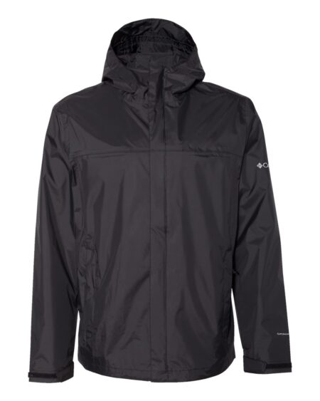 Black Columbia Watertight II men's rain jacket with attached hood