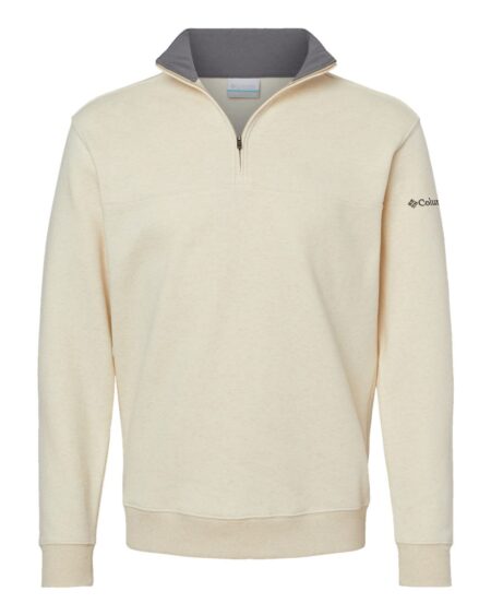 Columbia Hart Mountain II pullover in oatmeal heather with half-zip collar