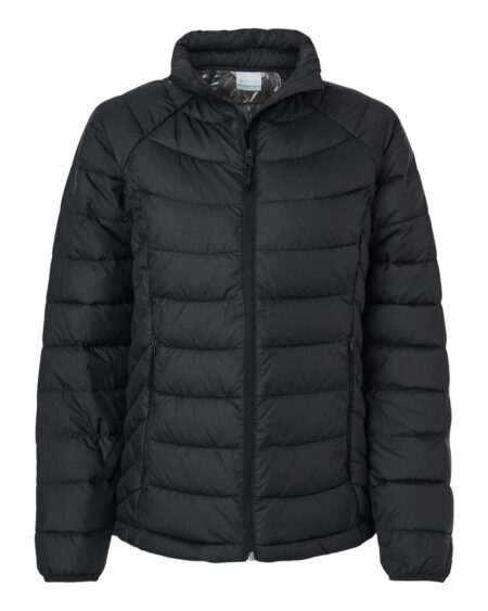 Black Columbia women's Powder Lite II full-zip jacket with quilted panels and stand collar