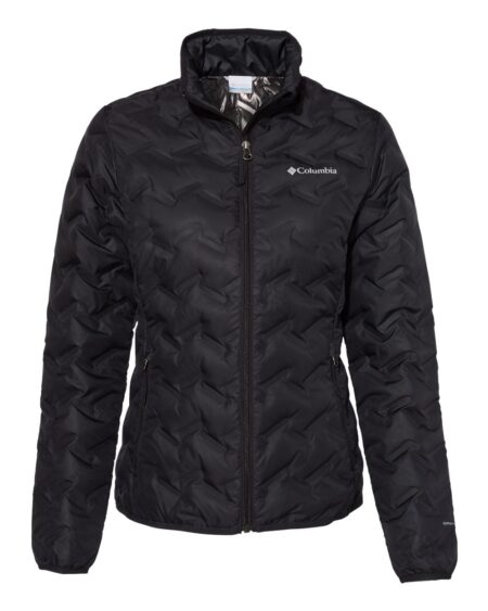 Black Columbia Delta Ridge II women's down jacket shown from the front