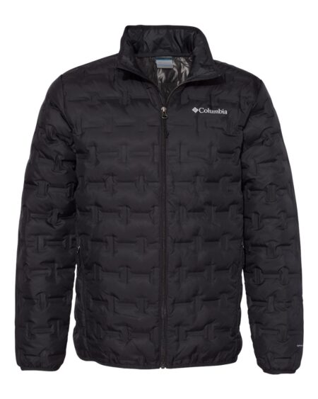 Black Columbia Delta Ridge II men's down jacket shown from the front