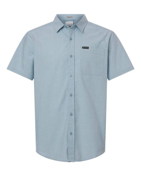 Light blue Columbia Rapid Rivers men's short sleeve shirt with chest pocket