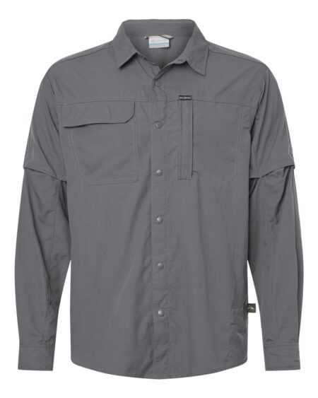 Gray Columbia men's button-front shirt with two chest pockets