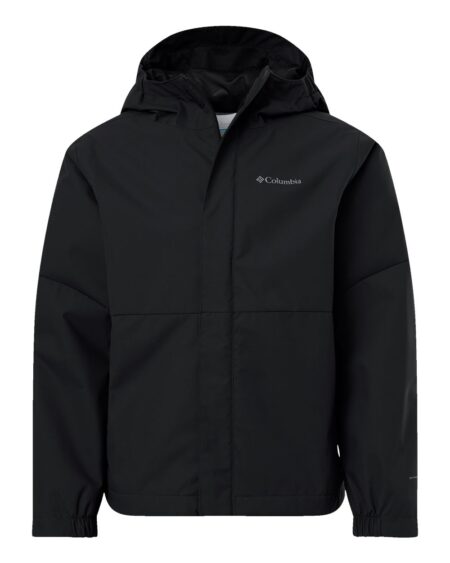 Black Columbia Hikebound II youth jacket with hood and zippered front