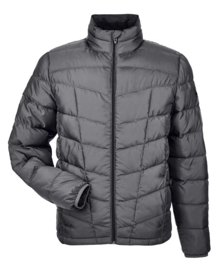 Front view of the Spyder Pelmo men's insulated puffer jacket in dark gray