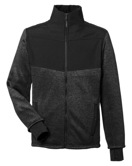 Front view of the black and charcoal Spyder Passage sweater jacket
