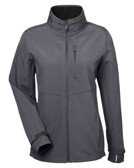 Front view of the Spyder women’s touring jacket with zip chest and hand pockets