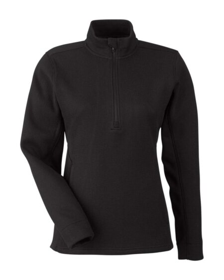 Front view of the black Spyder S18092 women's quarter-zip pullover