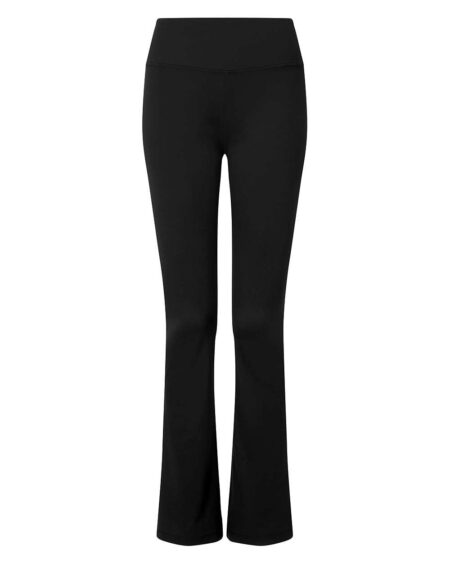 Black TriDri TD537 women's flare leggings shown from the front