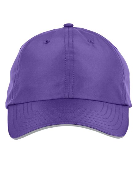 Purple CORE365 six-panel performance cap, front view