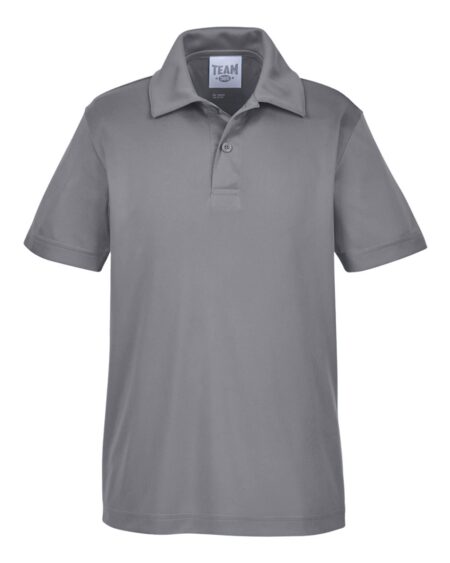 Gray Team 365 TT51Y youth performance polo with three-button placket