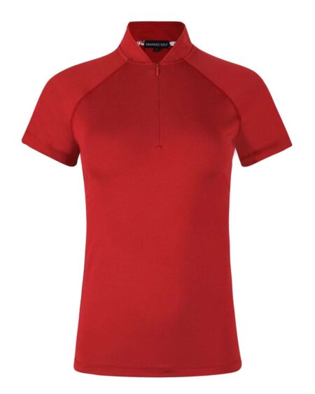 Front view of the red Swannies SW200L Women's Quinn Polo