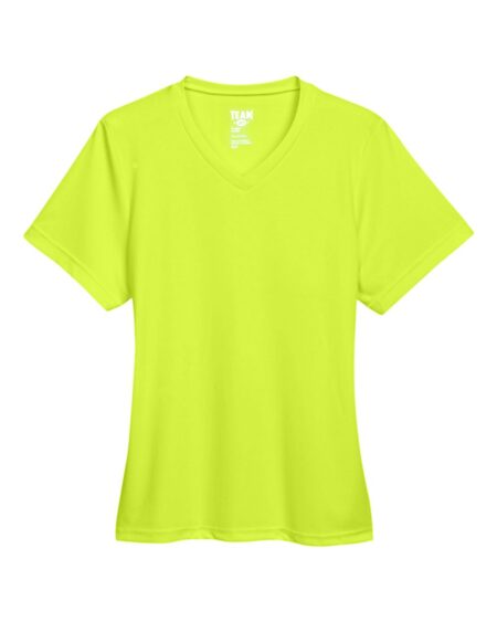 Bright green women’s short-sleeve V-neck shirt