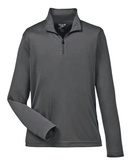 Team 365 youth performance quarter-zip pullover in dark graphite