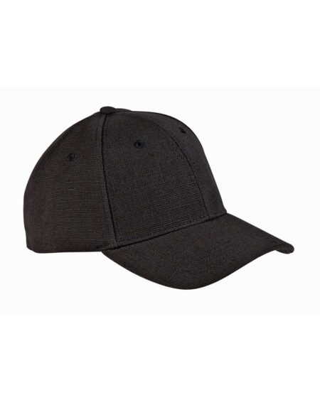 Black hemp structured baseball cap with a curved brim