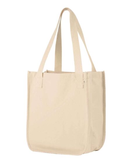 Natural organic cotton canvas market tote with long woven web handles