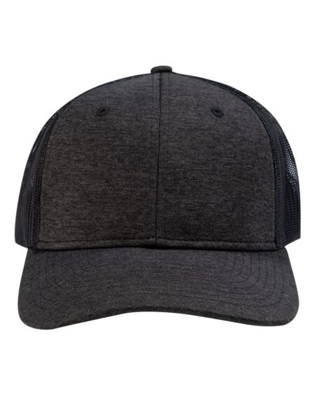 Front view of black DRI DUCK 3092 Rover trucker cap
