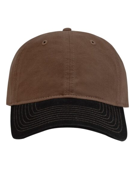 Dri Duck 3205 Truman cap front view in Field Khaki and black