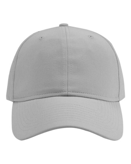 Front view of the grey Dri Duck Titan Cap with curved bill