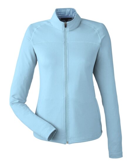 Front view of the sky blue Swannies Cora jacket