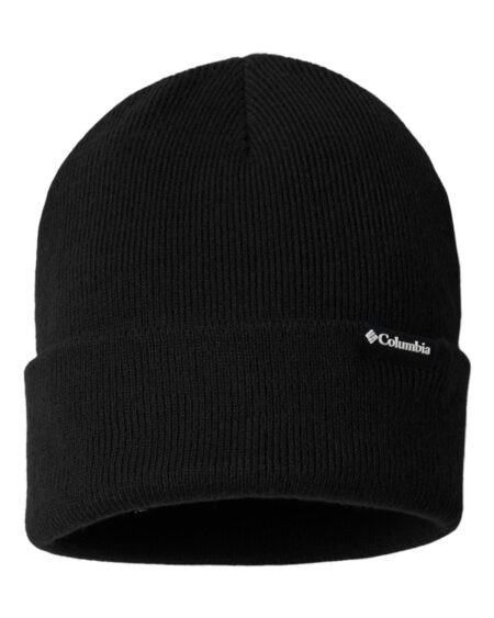 Black Columbia City Trek heavyweight beanie with roll cuff and logo patch