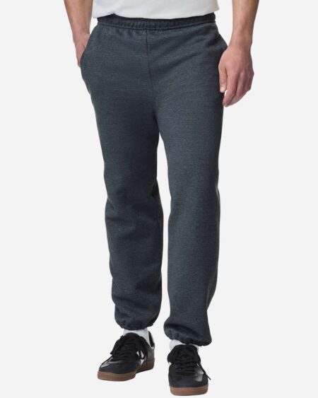 Front view of Gildan 18100 dark heather pocket sweatpants