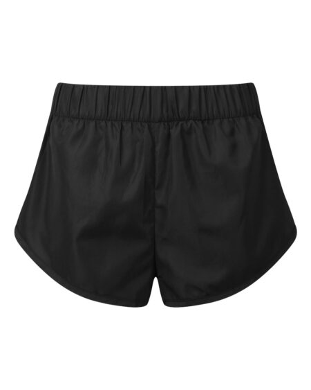 Front view of black TriDri TD049 women's running shorts