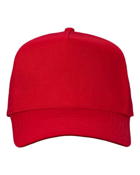 Red Valucap 8869 five-panel twill cap with a pre-curved visor