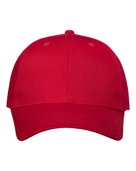 Red Valucap VC100 lightweight twill cap with a pre-curved visor