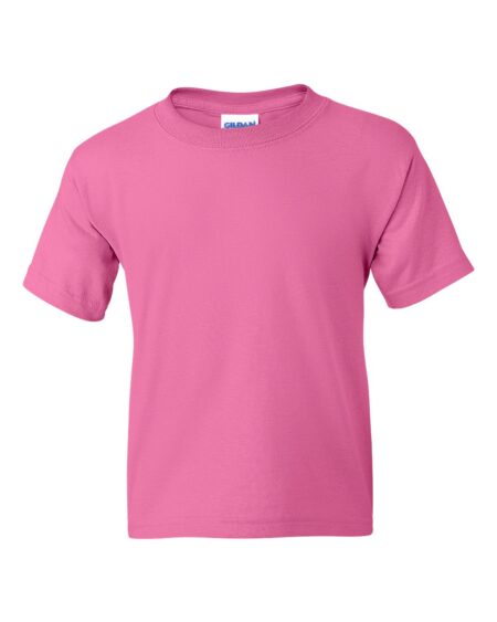 Pink Gildan 8000B youth short-sleeve T-shirt