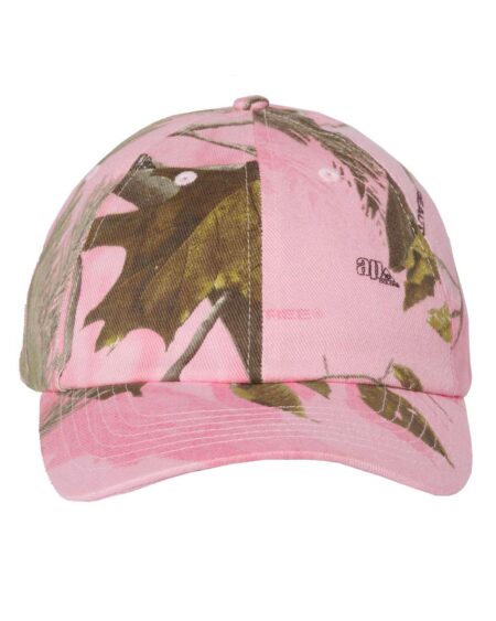 Front view of the Kati SN20W women's pink camouflage cap