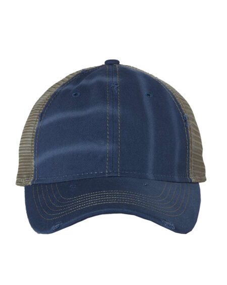 Front view of the Valucap 3150 cap with a navy front and contrasting washed mesh panels