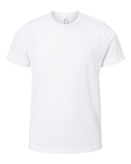 White youth polyester sublimation tee, front view