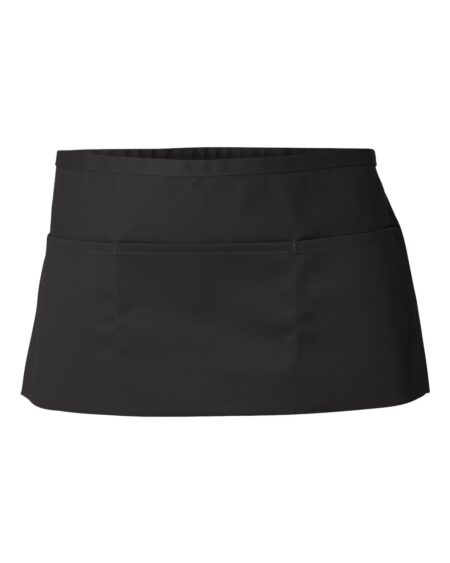 Black waist apron with three front pockets