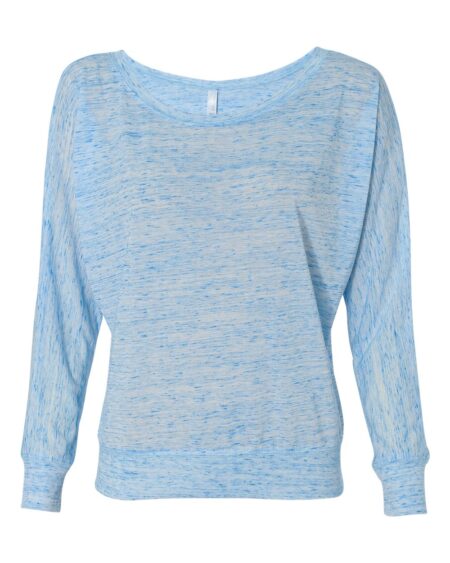 Blue marble Bella + Canvas 8850 flowy off shoulder long sleeve tee