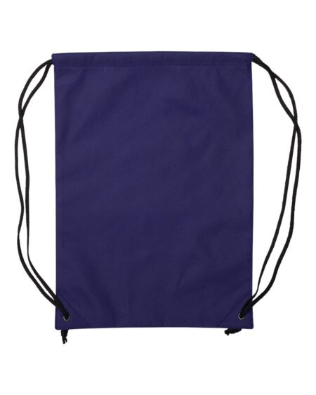 Navy non-woven drawstring backpack with black cords