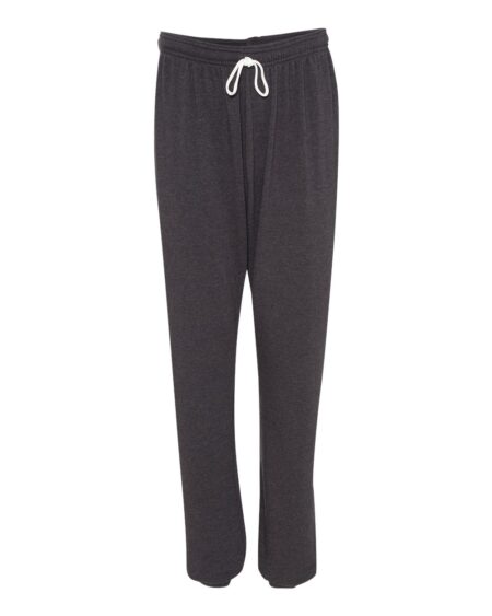 Dark grey heather Bella + Canvas 3737 long scrunch pants with white drawcord