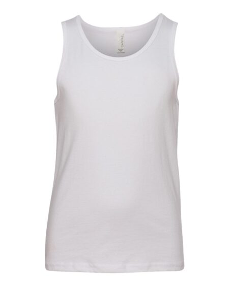 White BELLA + CANVAS 3480Y youth jersey tank