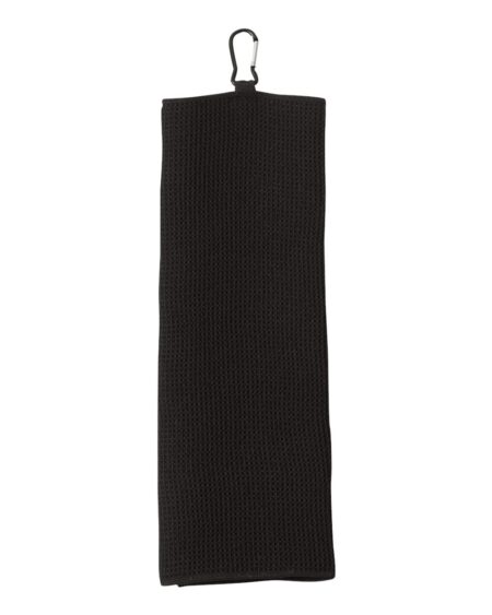 Black Fairway golf towel with silver carabiner