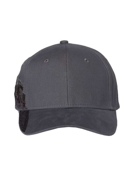 Front view of grey DRI DUCK 3350 six-panel trucking cap